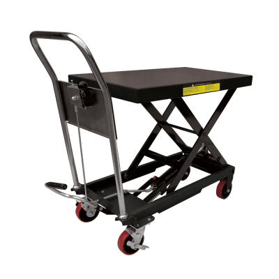 Mesa Elevadora Hidráulica / Capacidad 300 kg a 1 t / Elevación 100 cm (3.28 ft) / Ruedas de Poliuretano con Freno / Soporte de Tijera Doble / Pedal de Aproximación Rápida