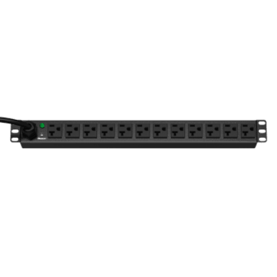 PDU ES2P Básico para Distribución de Energía, Enchufe de Entrada NEMA L5-20P, Con 12 Contactos NEMA 5-20R, Instalación Horizontal de 19in, 1UR, 20 Amp, 120 Vca