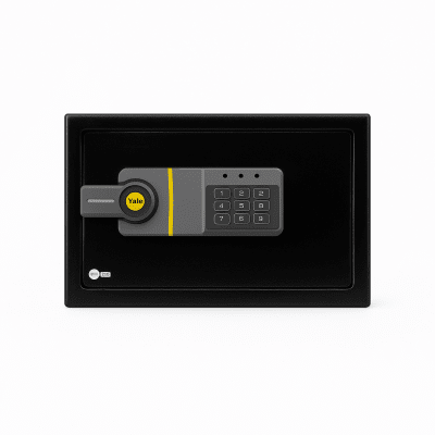 Caja Fuerte Electrónica / Código Programable 3-8 Dígitos / Bloqueo Automático 5 Min / Acero Reforzado 2 Bulones / Alimentación 4 Pilas AA / Indicadores LED