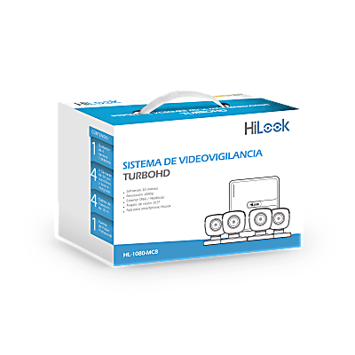 Kit TurboHD / DVR 8 Canales 1080p Lite / H.265+ / 4 Cámaras Bala Metálicas 2 MP / Lente 2.8 mm / 5 Tecnologías / Cables 18 m (59.1 ft)