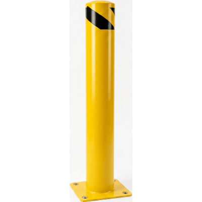 Bolardo Fijo de Acero / Diámetro 114 mm / Altura 1000 mm (3.28 ft) / Grosor de Pared 2 mm / Base Soldada 150 x 150 mm / Pintura en Polvo