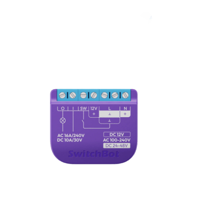 Relé Switch Inteligente para Garaje / WiFi + BLE / Matter / Entrada 12-48V CC o 100-240V CA / Salida 30V 10A / 42 x 36 x 16 mm (1.7 x 1.4 x 0.6 in)