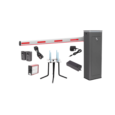 Kit COMPLETO Barrera Izquierda XBF Con Corona LED / Brazo Iluminado de 3M / Incluye Sensor de Masa, Transformador, Lazo Magnético, Ancla, Fotoceldas y 2 Controles Inalámbricos