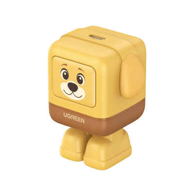 Cargador UNO Animal Puppy 30W GaN / Diseño Canino / USB-C / Compacto 34x34.9x44.4 mm (1.34x1.37x1.75 in) / Multi-Voltaje 5V-20V / Protección Avanzada